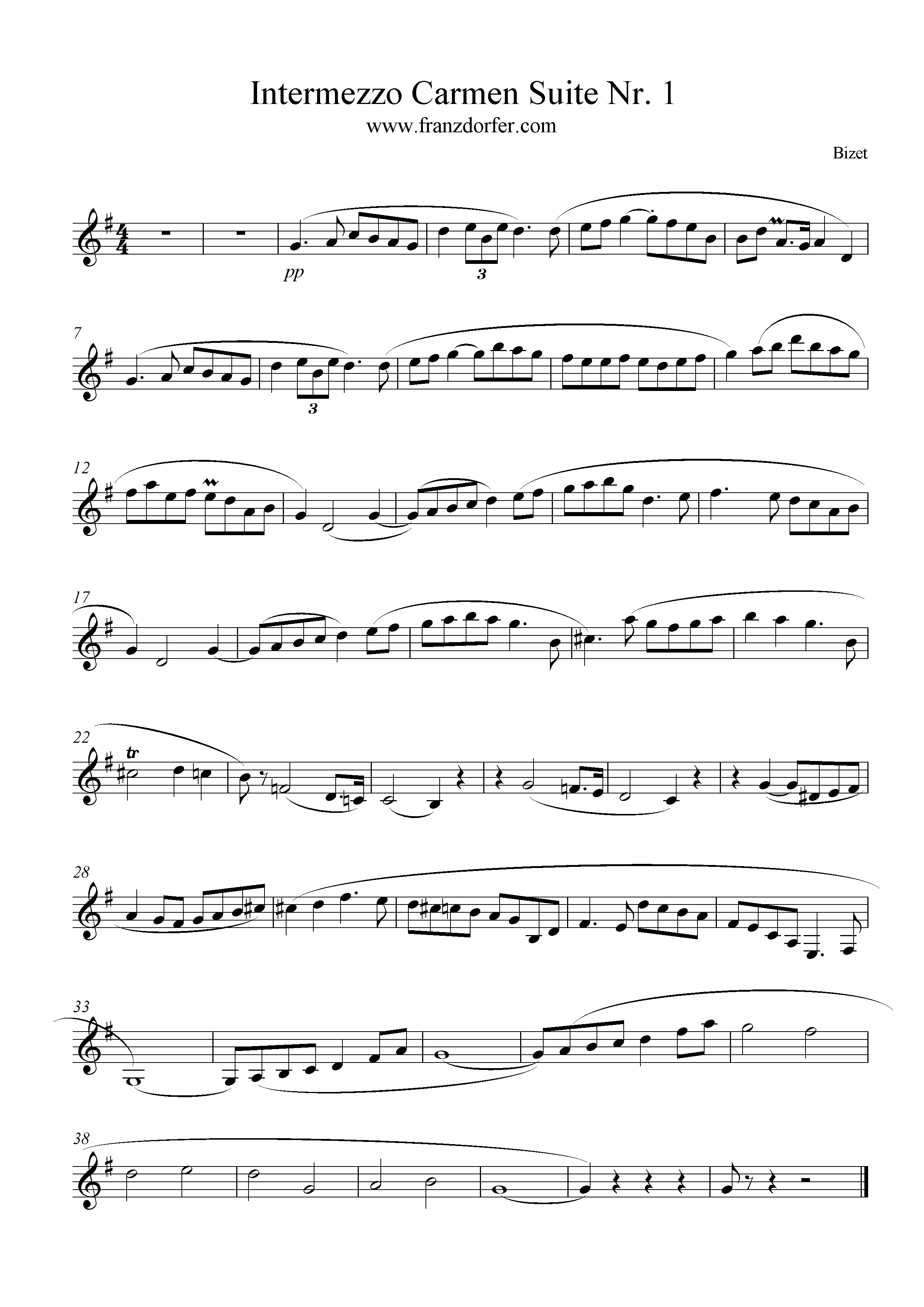Intermezzo Carmen for Clarinet, G-Major